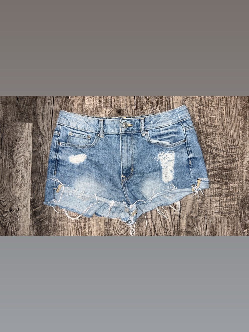 H&M Light Wash Distressed Denim Cutoff Shorts